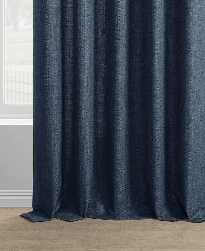 Half Price Drapes Sergeants Blue Italian Faux Linen Room Darkening Curtain