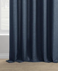 Half Price Drapes Sergeants Blue Italian Faux Linen Room Darkening Curtain