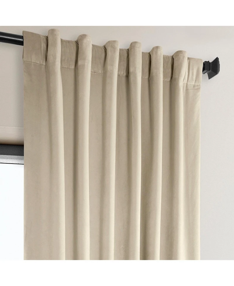 Half Price Drapes Angora Beige Signature Plush Velvet Hotel Blackout Curtain
