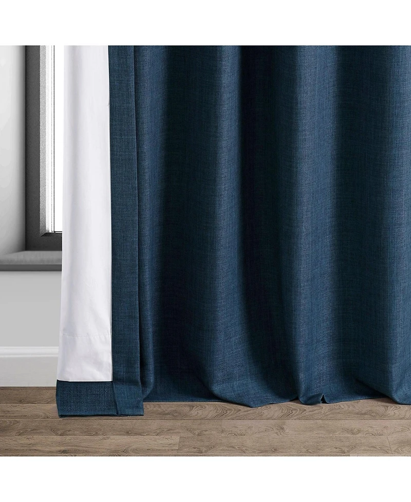 Half Price Drapes Voyager Blue Faux Linen Hotel Blackout Curtain