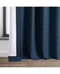 Half Price Drapes Voyager Blue Faux Linen Hotel Blackout Curtain