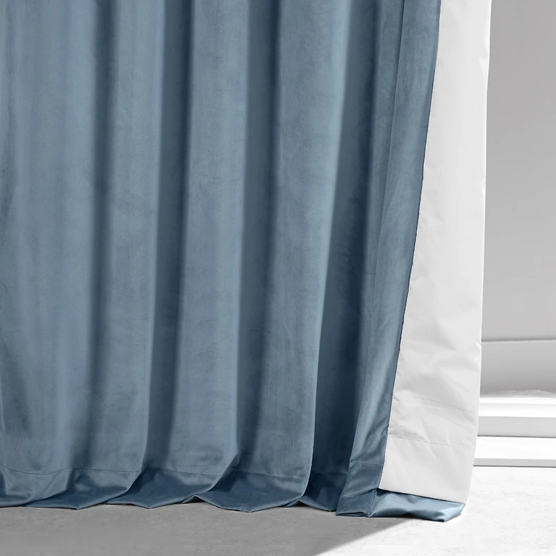 Half Price Drapes Copenhagen Blue Signature Plush Velvet Hotel Blackout Curtain