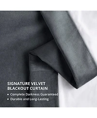 Half Price Drapes Distance Blue Grey Grommet Signature Velvet Blackout Curtain