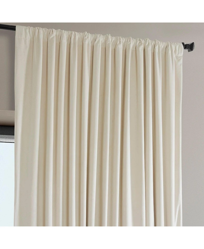 Half Price Drapes Diva Cream Extra Wide Signature Plush Velvet Hotel Blackout Curtain