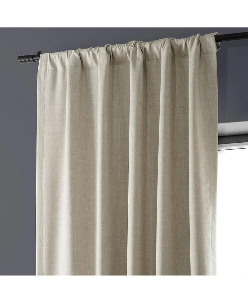 Half Price Drapes Light Beige Performance Linen Hotel Blackout Curtain