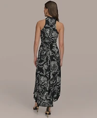 Donna Karan New York Women's Cowl Neck Midi Dress