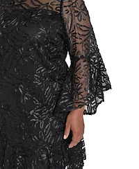 Jessica Howard Plus Textured Boat Neck A-Line Dress