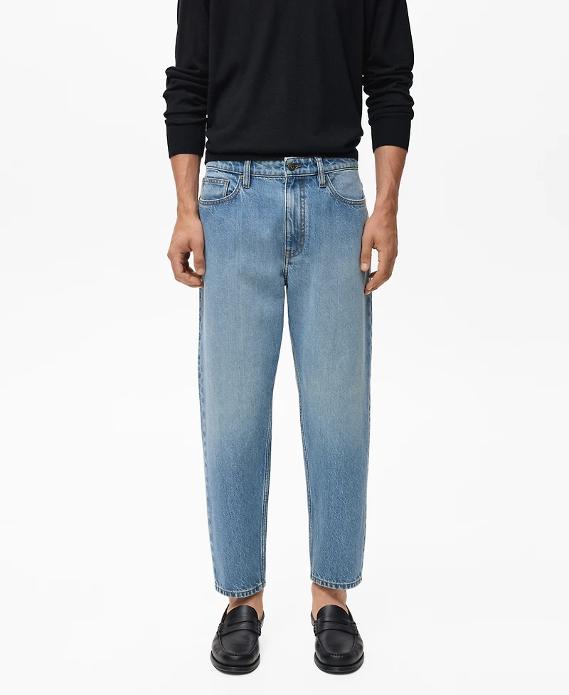 Mango Men's Sammy Cropped Carrot-Fit Jeans