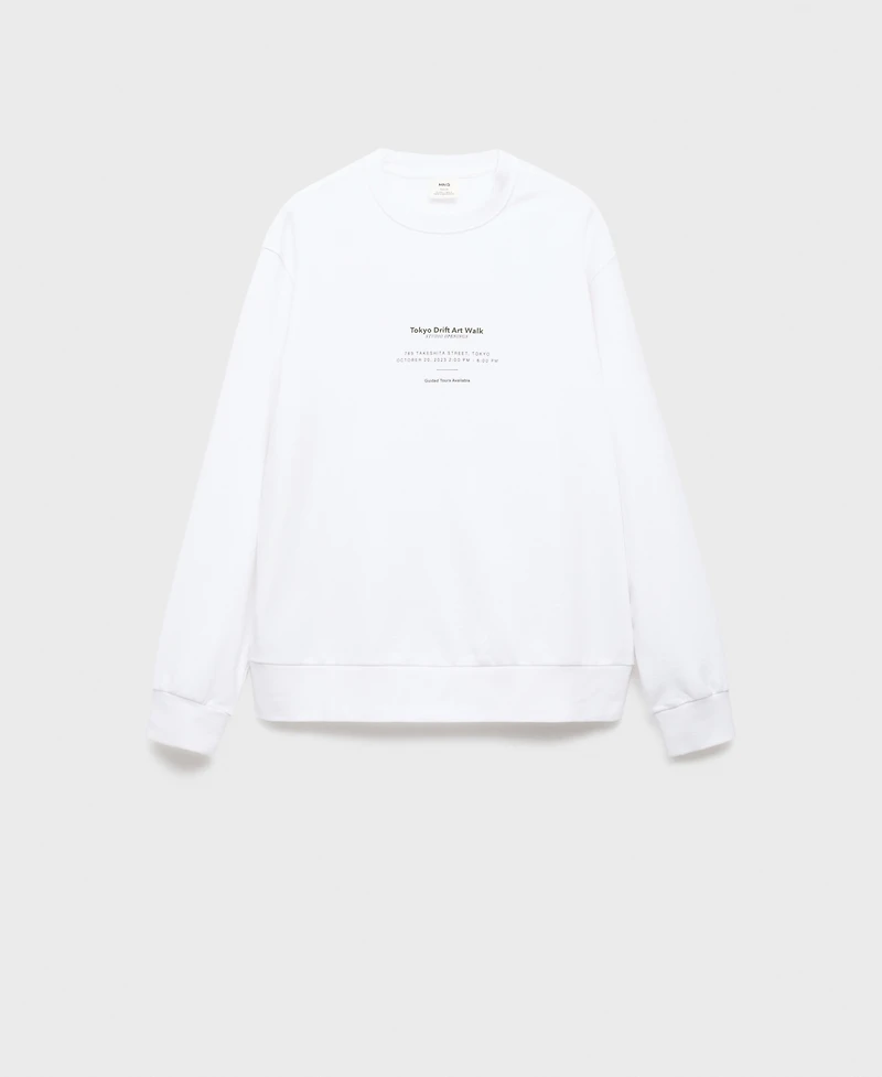 Mango Men's Cotton Text Sweatshirt