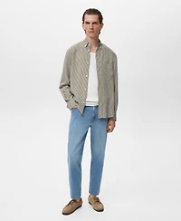 Mango Men's Regular Fit Striped Print Shirt