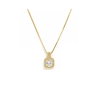 Elena Halo Pendant Necklace Gold & White Plated