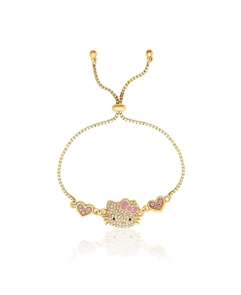 Hello Kitty Adjustable Bracelet with Pave Pink Bow & Crystals