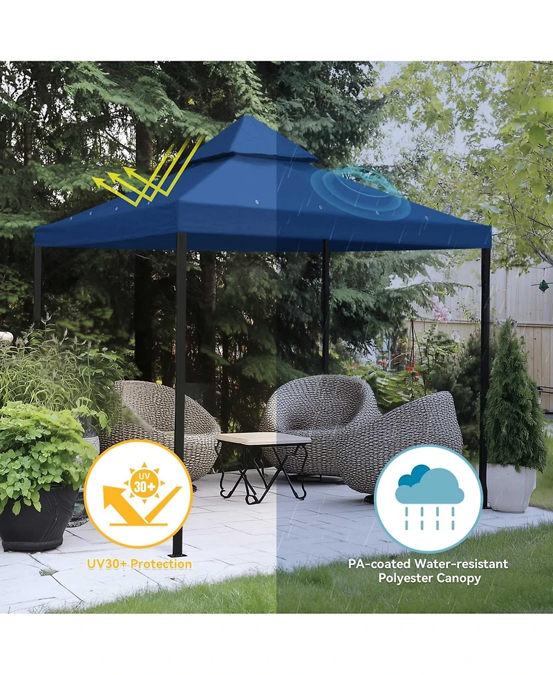 Yescom 8x8Ft 2-Tier Gazebo Top Replacement UV30+ for Dual Tier Outdoor Patio Canopy Cover Party Yard Garden Navy Blue