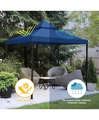 Yescom 8x8Ft 2-Tier Gazebo Top Replacement UV30+ for Dual Tier Outdoor Patio Canopy Cover Party Yard Garden Navy Blue