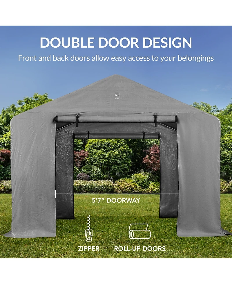 Best Choice Products 10x8ft Outdoor Fabric Storage Shed, Steel Frame, Dual Zipper Doors, Window