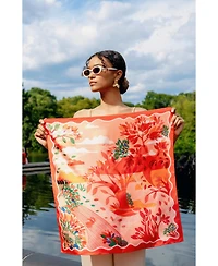 Jessie Zhao New York Double Sided Silk Scarf Crossing Red