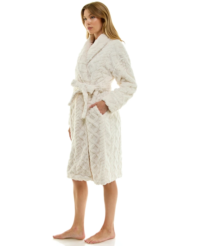 Roudelain Women's Textured Shawl Collar Robe