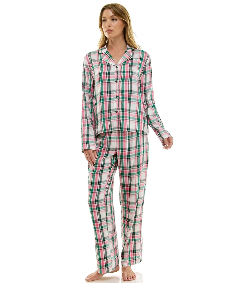Roudelain Women's 2-Piece Plaid Top and Pants Set