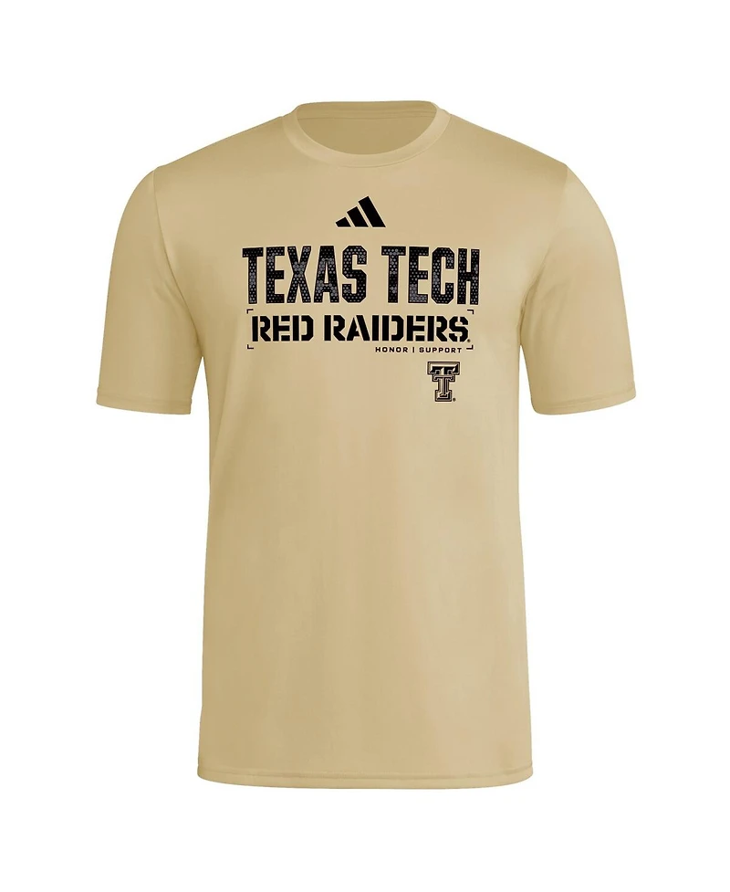 Adidas Men's Natural Texas Tech Red Raiders 2025 Military Appreciation Pre-Game Aeroready T-Shirt