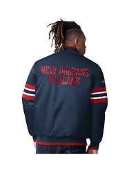 Starter Men's Navy New Orleans Pelicans Scout Varsity Satin Full-Snap Jacket