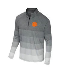 Colosseum Men's Gray Clemson Tigers Ai Striped Mesh Quarter-Zip Raglan Windshirt
