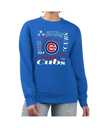 G-iii 4Her by Carl Banks Women's Royal Chicago Cubs Collage Team Graphic Fleece Pullover Hoodie
