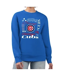 G-iii 4Her by Carl Banks Women's Royal Chicago Cubs Collage Team Graphic Fleece Pullover Hoodie