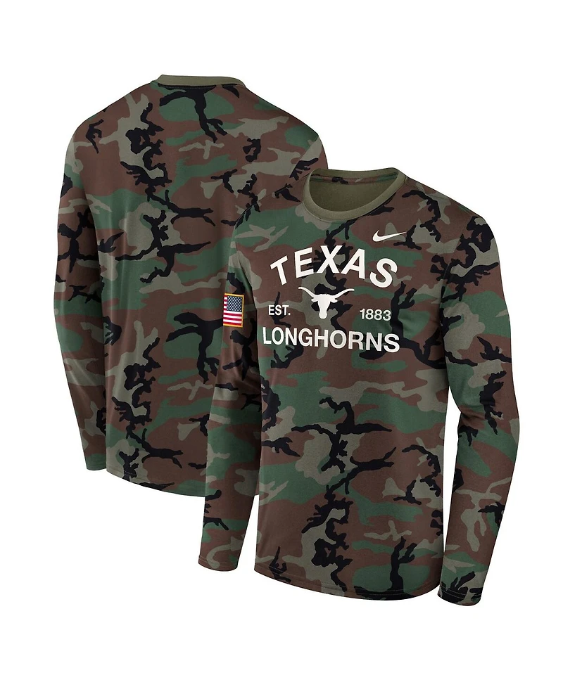 Nike Men's Camo Texas Longhorns 2025 Military Appreciation Legend Dri-fit Long Sleeve T-Shirt