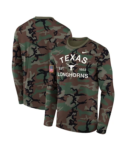 Nike Men's Camo Texas Longhorns 2025 Military Appreciation Legend Dri-fit Long Sleeve T-Shirt
