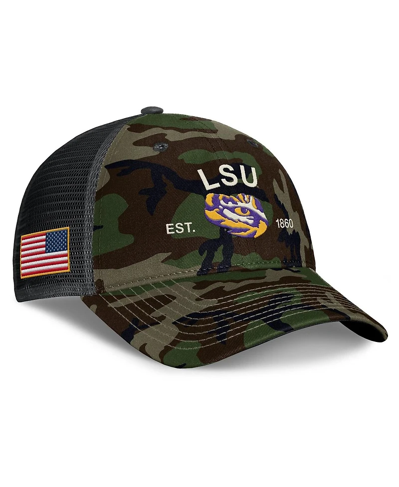 Nike Men's Camo Lsu Tigers 2025 Military Appreciation Rise Adjustable Trucker Hat