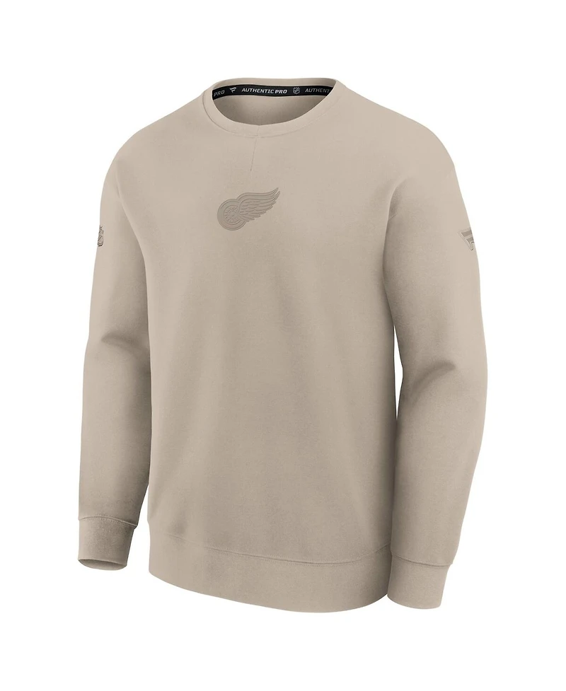 Fanatics Men's Tan Detroit Red Wings Authentic Pro Road Tri-Blend Sweatshirt