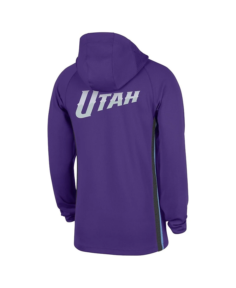 Nike Men's Purple Utah Jazz Authentic On Court Zone Quarter-Zip Dri-fit Hoodie Jacket