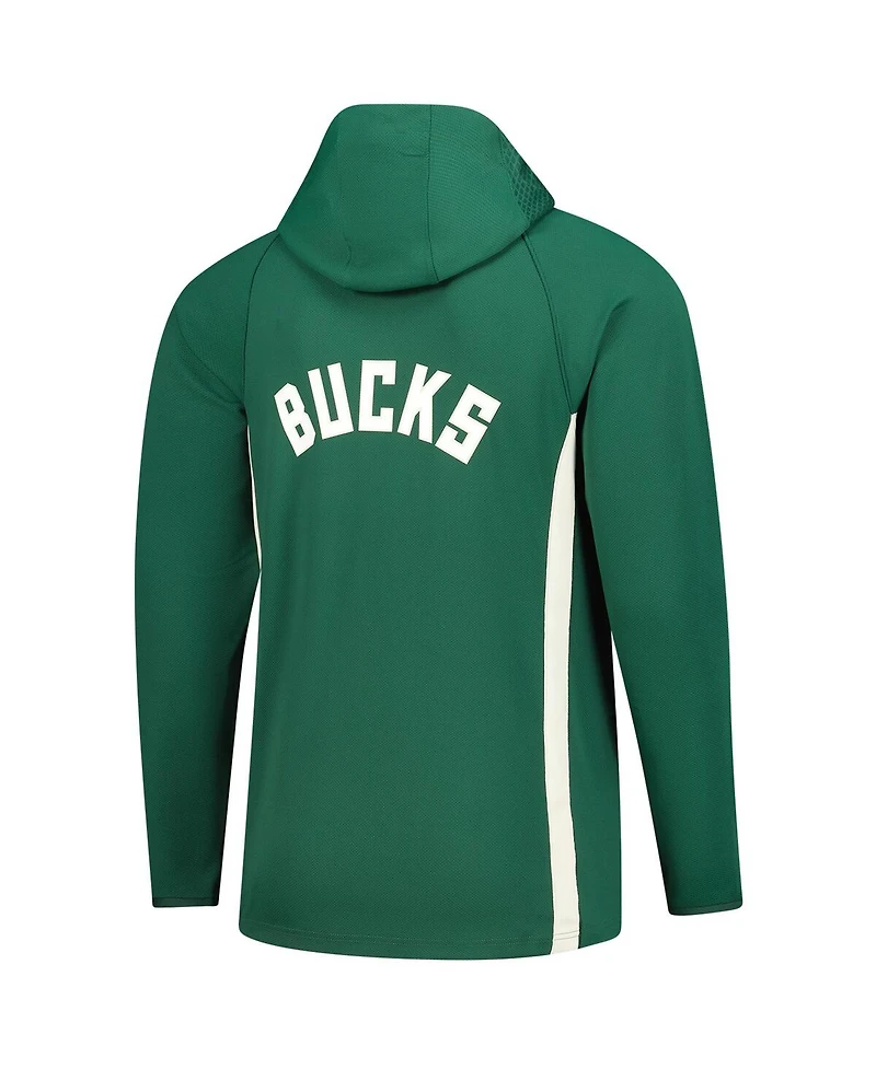 Nike Men's Hunter Green Milwaukee Bucks Authentic On Court Zone Quarter-Zip Dri-fit Hoodie Jacket