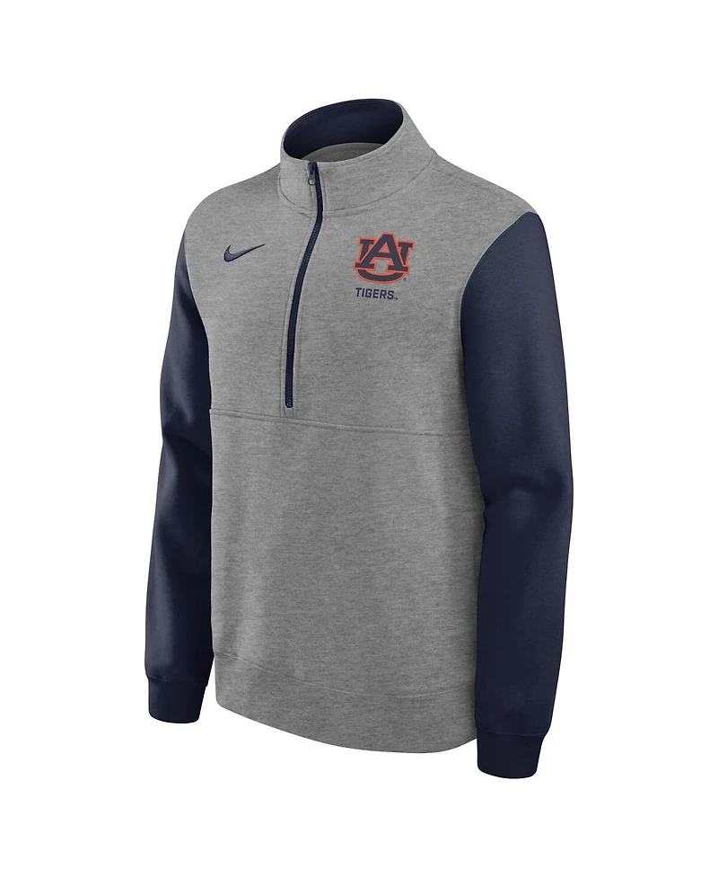 Nike Men's Heather Gray Auburn Tigers Club Fleece Half-Zip Pullover Sweatshirt