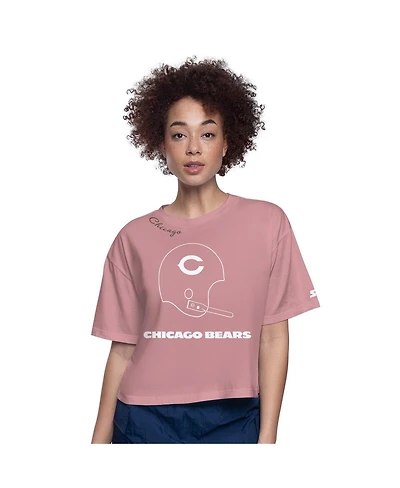 Starter Women's Pink Chicago Bears Play the Ball Boxy Cropped T-Shirt