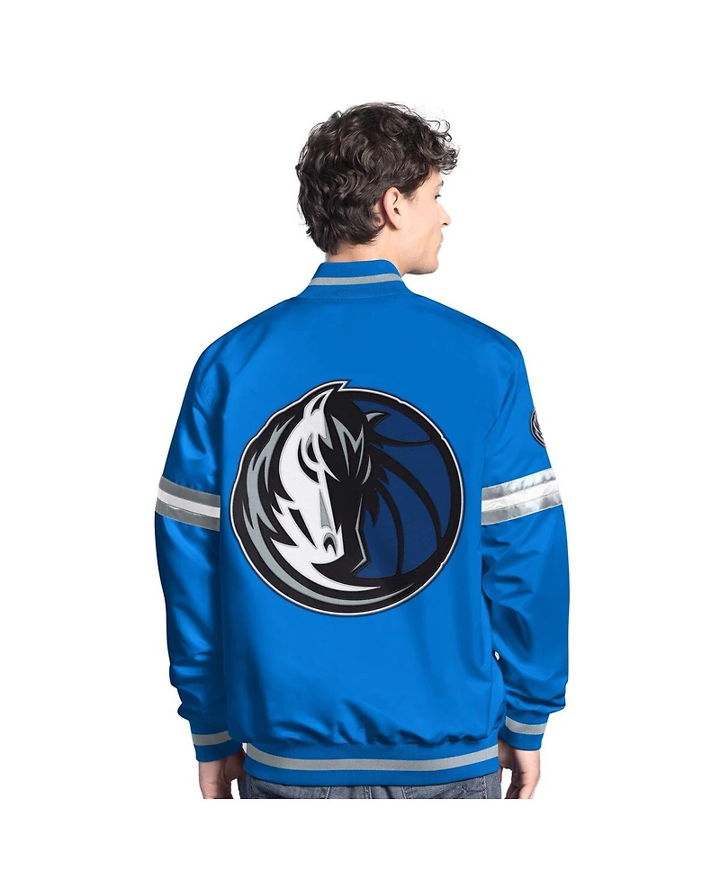 Starter Men's Blue/Silver Dallas Mavericks Scout Full snap Varsity Jacket