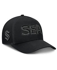 Fanatics Men's Black Seattle Kraken Authentic Pro Road Team Code Trucker Adjustable Hat