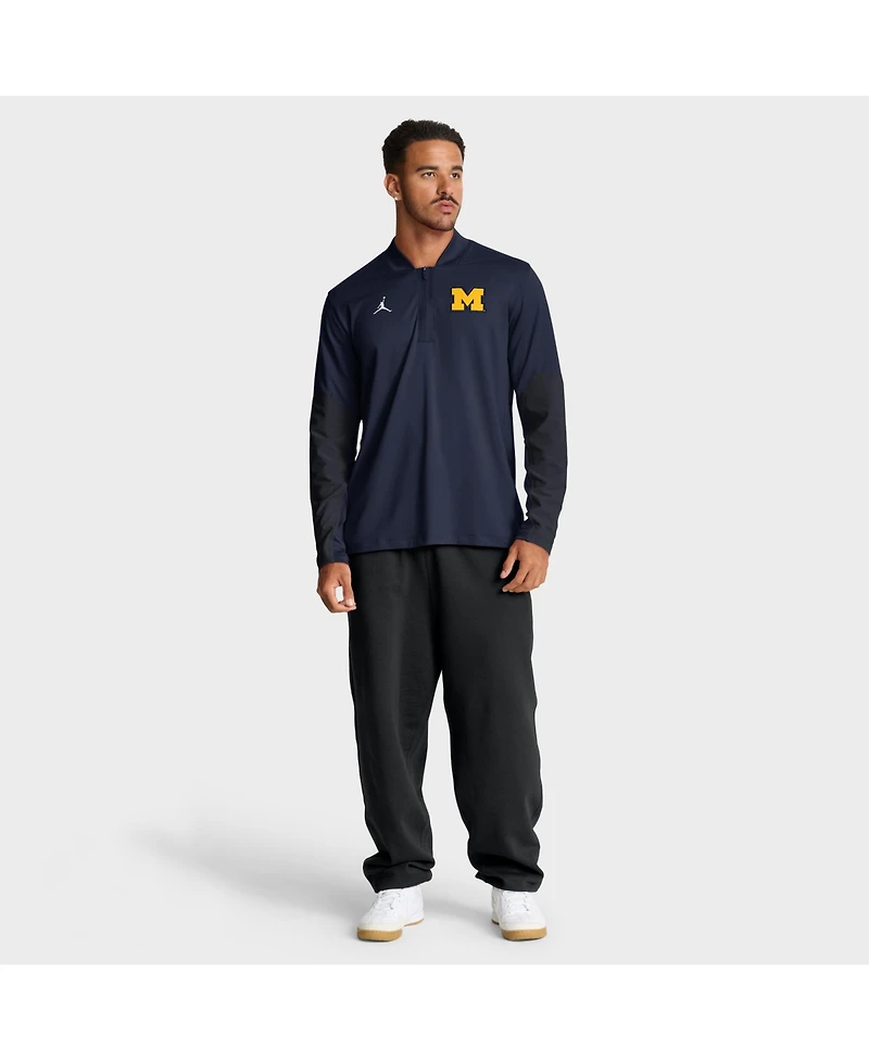 Jordan Men's Navy Michigan Wolverines Sideline Dri-fit Half-Zip Pullover Sweatshirt