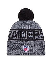 New Era Men's Black Las Vegas Raiders 2025 Sideline Cold Weather Cuffed Pom with Knit Hat