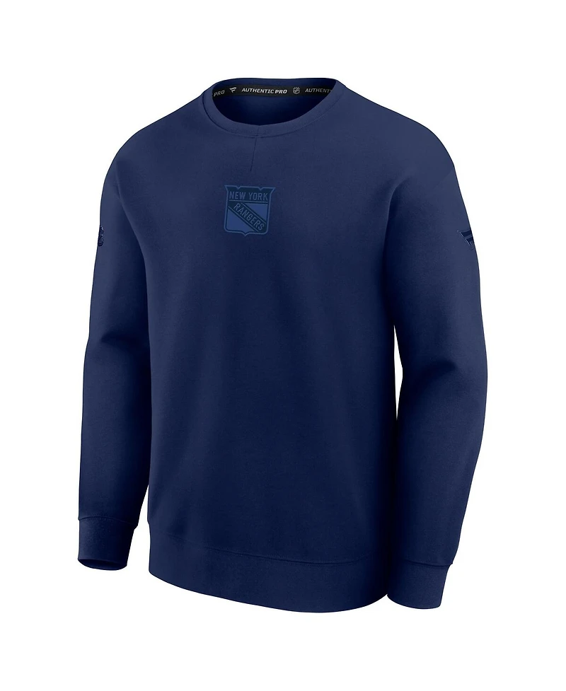 Fanatics Men's Navy New York Rangers Authentic Pro Road Tri-Blend Sweatshirt