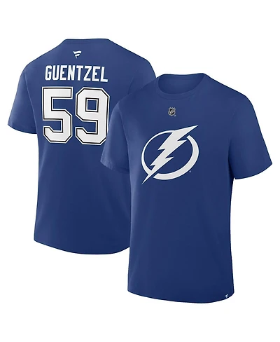 Fanatics Men's Jake Guentzel Blue Tampa Bay Lightning Authentic Stack Name and Number T-Shirt