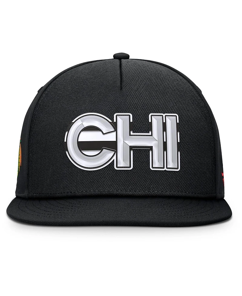 Fanatics Men's Black Chicago Blackhawks Authentic Pro Rink Team Code Snapback Hat