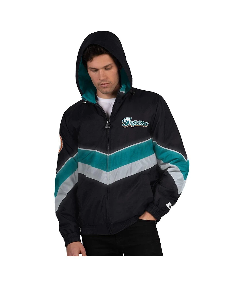 Starter Men's Black Miami Dolphins Thursday Night Gridiron Logo Full-Zip Hoodie
