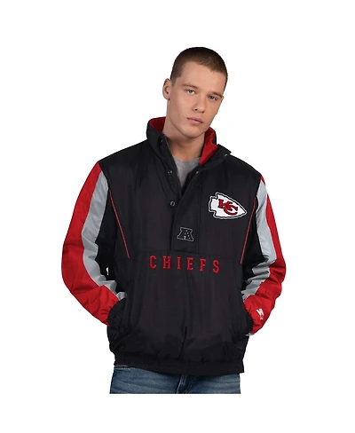 Starter Men's Black Kansas City Chiefs Thursday Night Gridiron Half-Zip Jacket