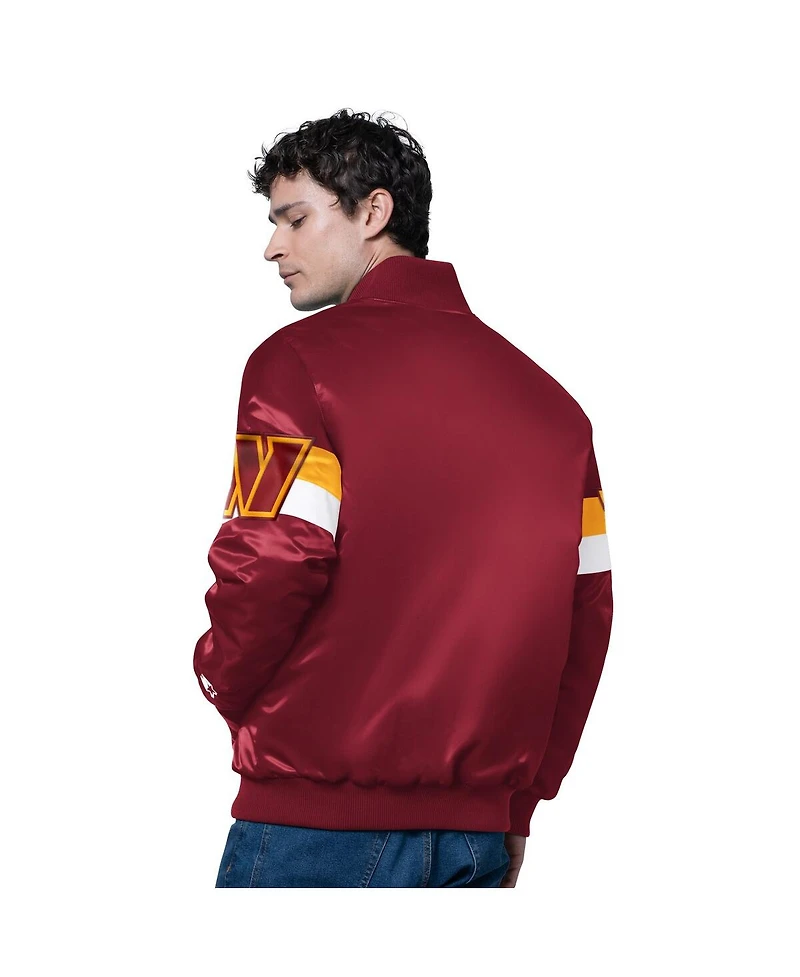 Starter Men's Burgundy Washington Commanders Triple Option Satin Varsity Full-Snap Jacket