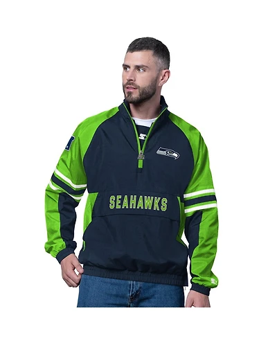 Starter Men's College Navy Seattle Seahawks Prospect Half-Zip Pullover Sweatshirt