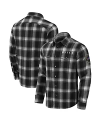Fanatics Men's Darius Rucker Collection by Black Buffalo Bills Flannel Plaid Full-Snap Shirt