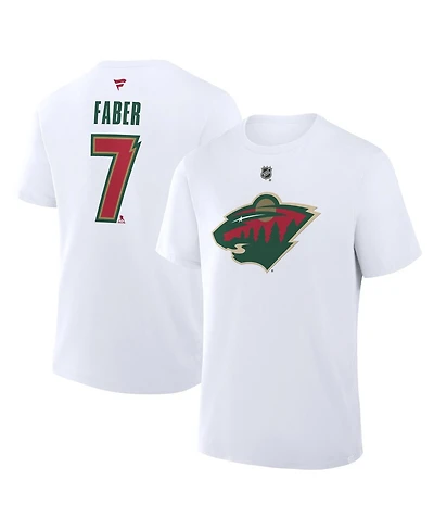 Fanatics Men's Brock Faber White Minnesota Wild 25th Anniversary Alternate Authentic Stack Name Number T-Shirt