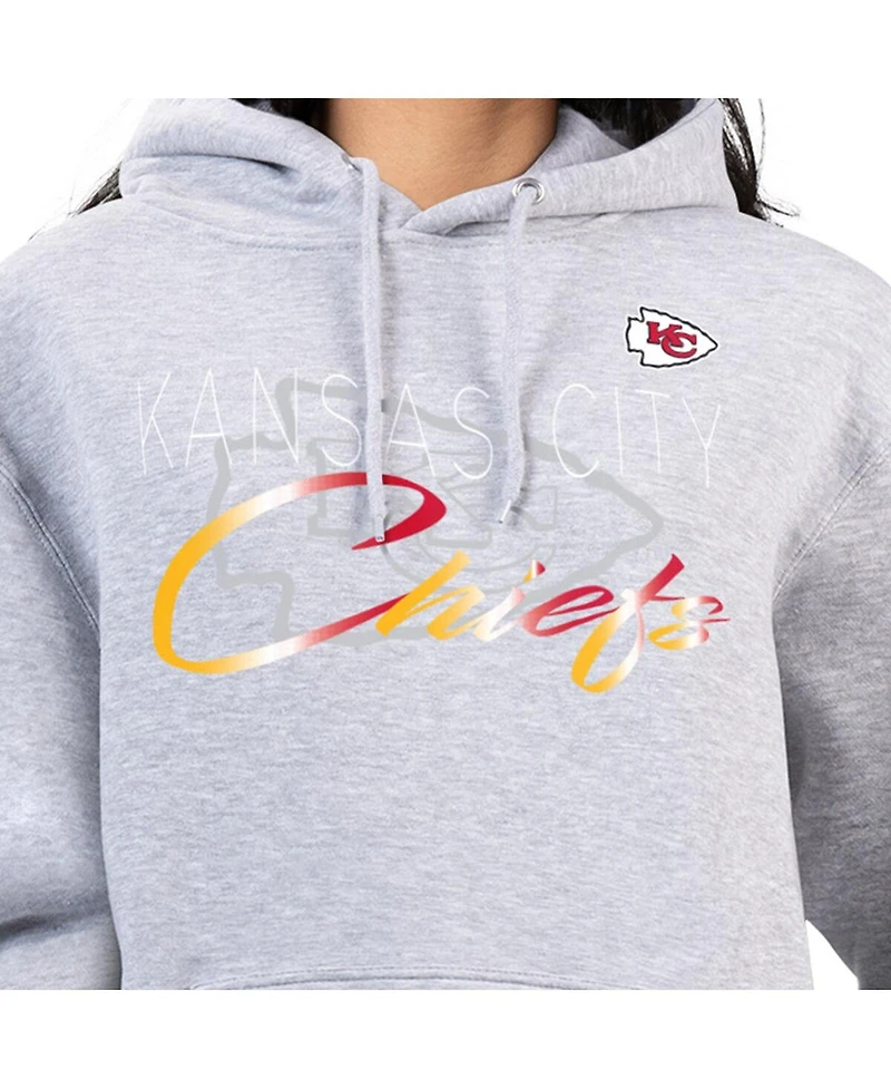 G-iii 4Her by Carl Banks Women's Gray Kansas City Chiefs Shadow Logo Fleece Pullover Hoodie