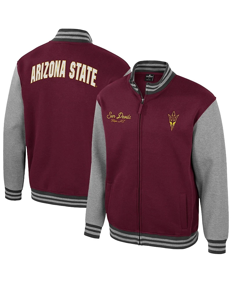 Colosseum Men's Maroon Arizona State Sun Devils Ambi-Turner Full-Zip Varsity Jacket
